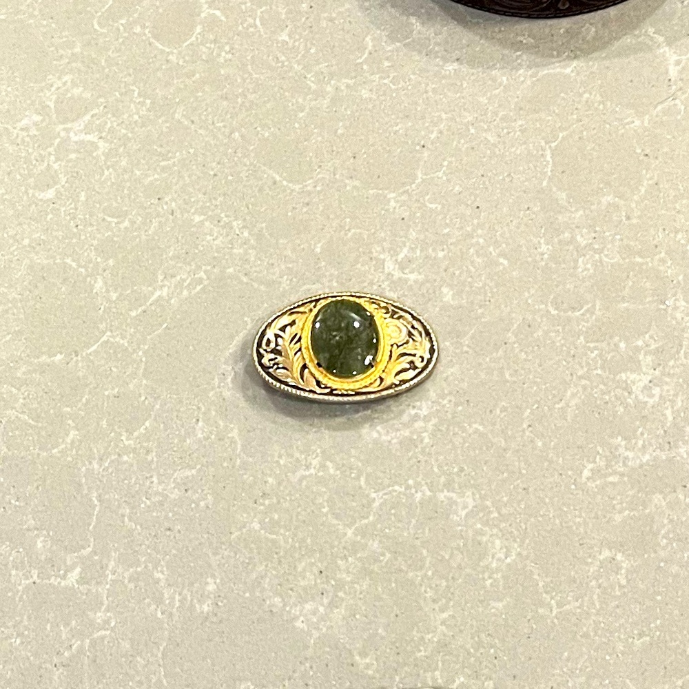Gold Belt Buckle with Jade Jewel